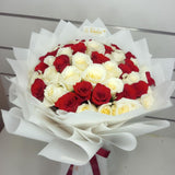 51 Red White Roses Bouquet