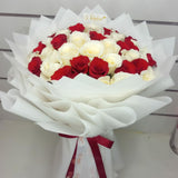 51 Red White Roses Bouquet