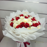 51 Red White Roses Bouquet