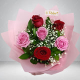 6 Red Pink Rose Bouquet