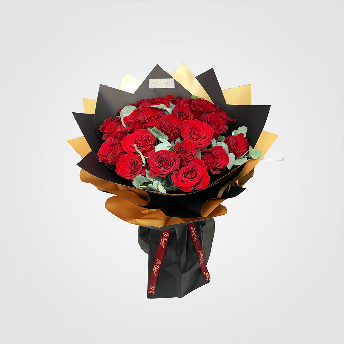 25 Red Roses Flower Bouquet with double rap