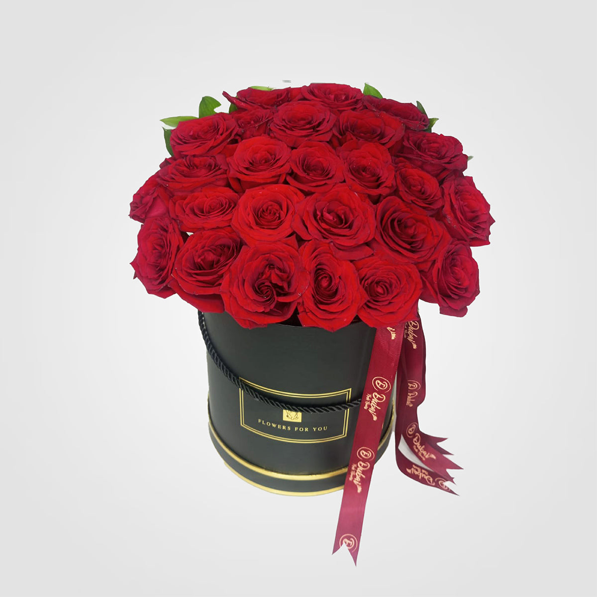 25 Red Roses Round Box