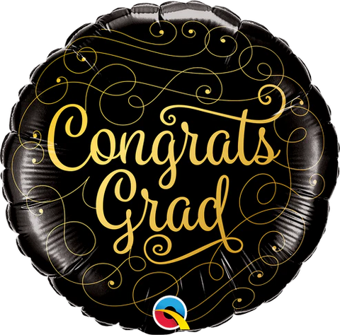 Congrats Grad Gold Doodles Single Foil Balloon