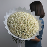 101 White Rose Bouquet(Premium)