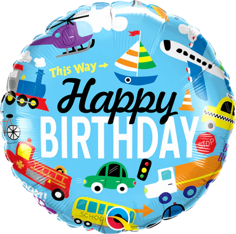 Transport Birthday Collection Single Foil Balloon
