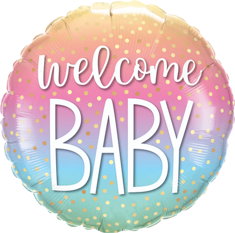 Welcome Baby Ombre Single Foil Balloon