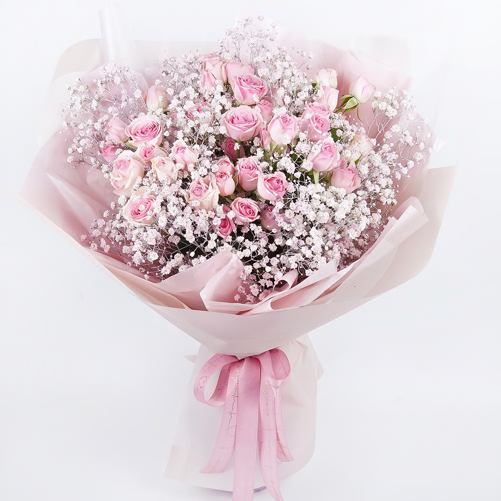 Spray Roses Baby Breath Bouquet