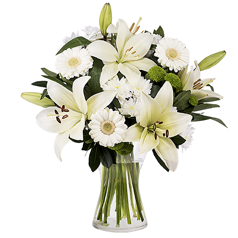 Familial Love with White Lilies and Gerberas (5818575650980)