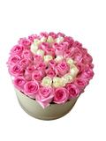 50 Pink and White Roses with circular box (7010495758500)