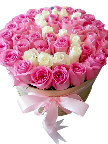 50 Pink and White Roses bouquet (6580802224292)