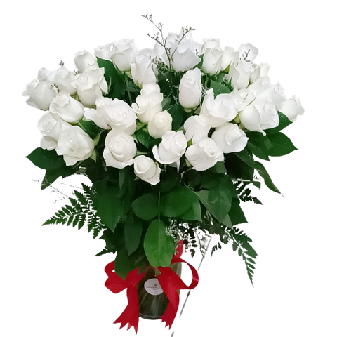 60 cm Long Stems 50 White Roses