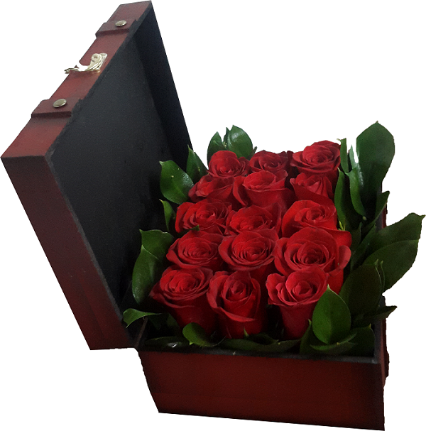 Treasure Box Arrangement of 15 Red roses - VD - Arabian Petals (1628949086266)