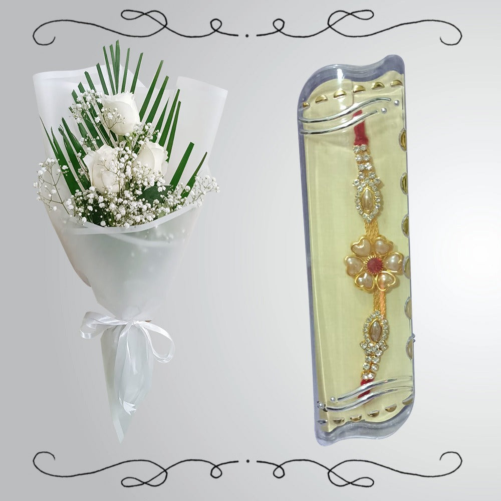 Rakhi with White Flowers