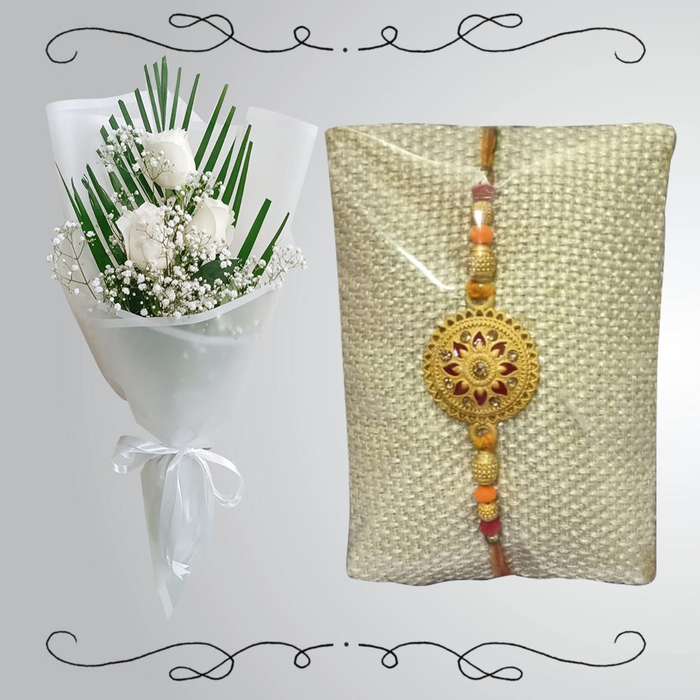 Rakhi with White Flowers