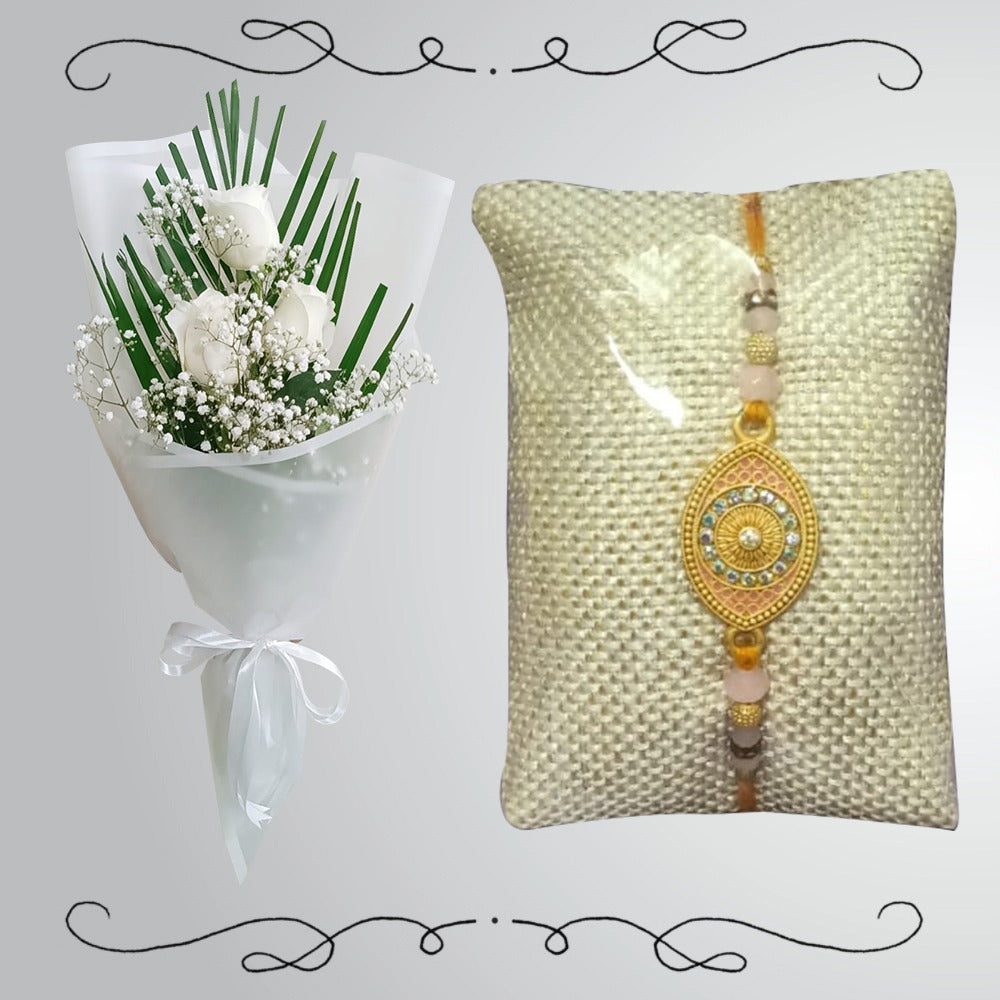 Rakhi with White Flowers