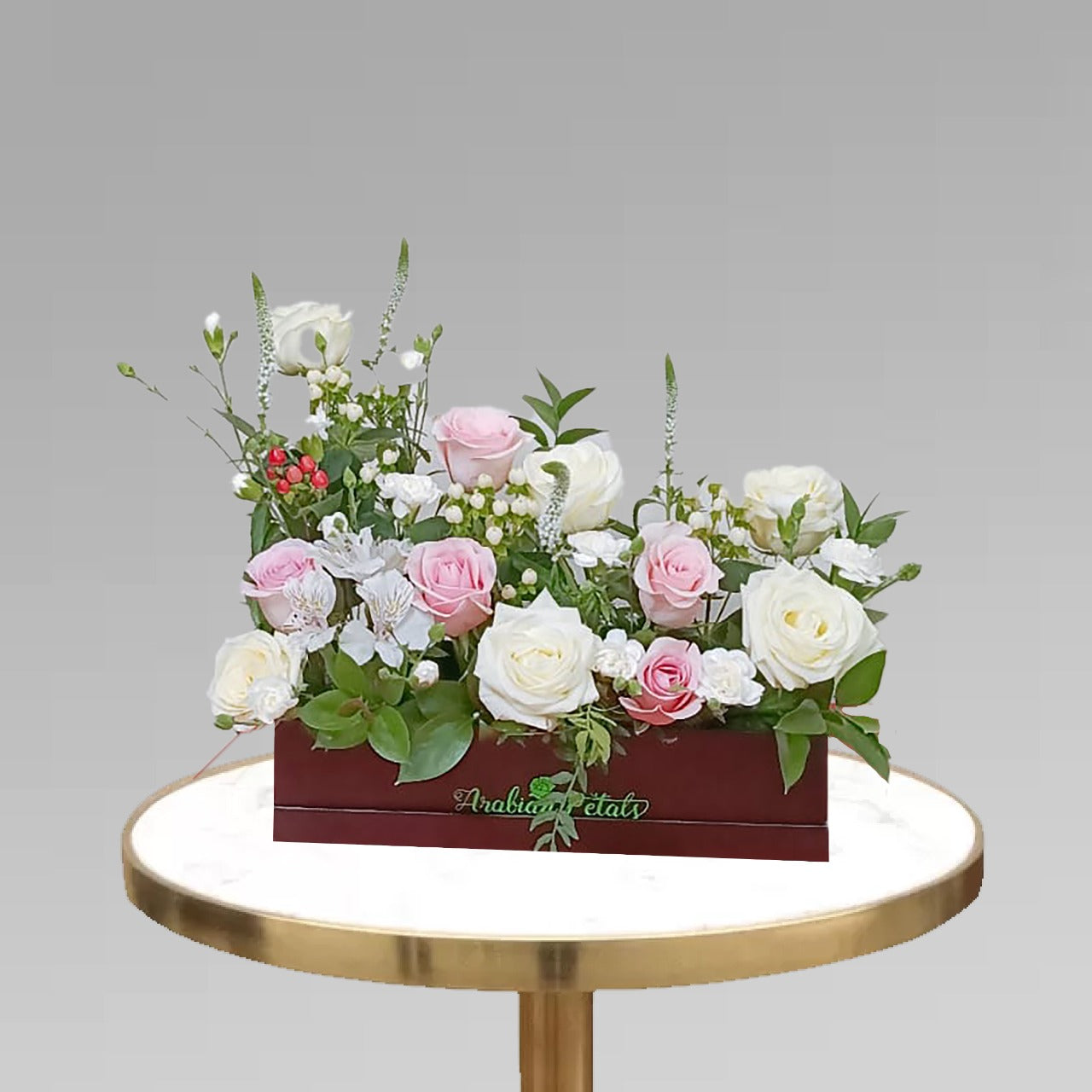 White & Pink Roses Arragement