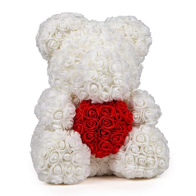 White Rose's bear with red heart - Arabian Petals (4458056253485)