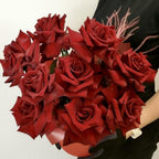 Box of French burgundy roses