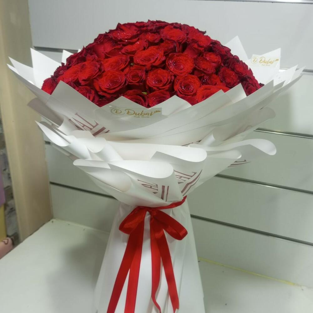 101 Red Roses Bouquet(White Wrapping)