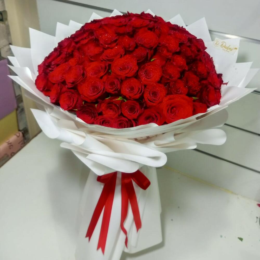 101 Red Roses Bouquet(White Wrapping)