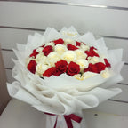 51 Red White Roses Bouquet