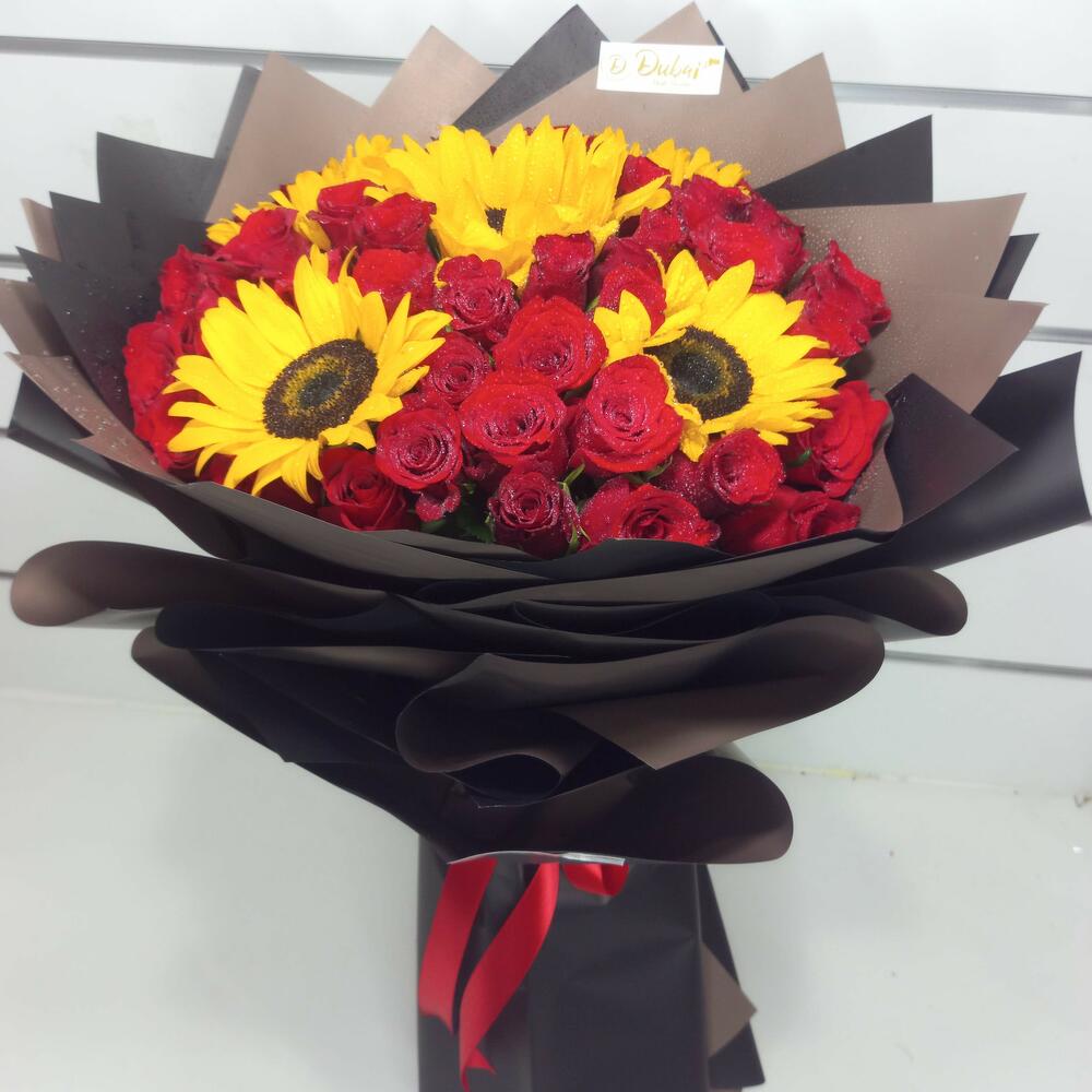 Red Roses Sunflower Bouquet