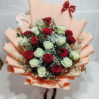Red N White Roses Bouquet