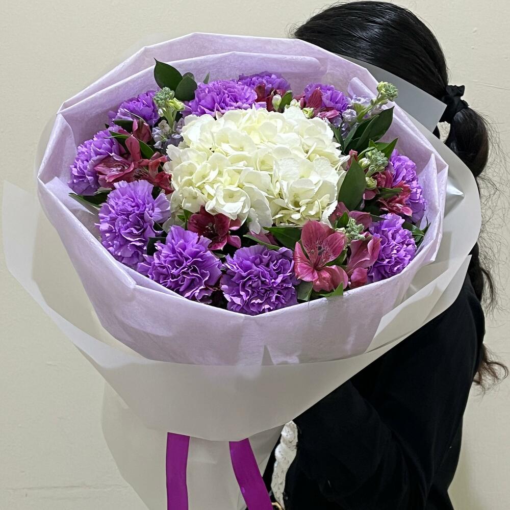 Purple Carnation Hydrangea Bouquet
