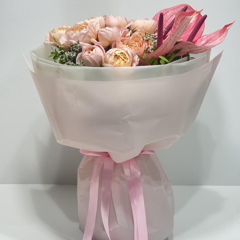 Anthuriums Peony Type Spray Rose Bouquet