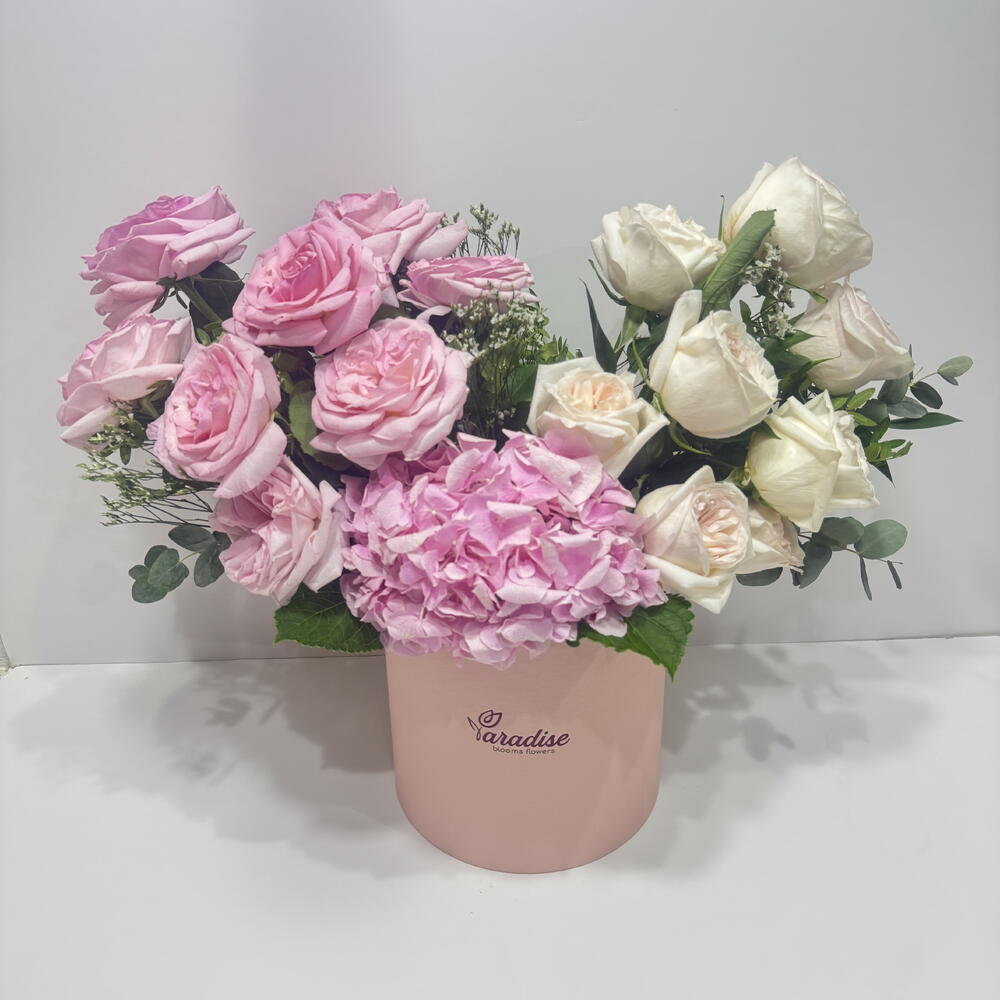 White and Pink Ohara Rose Arrangement