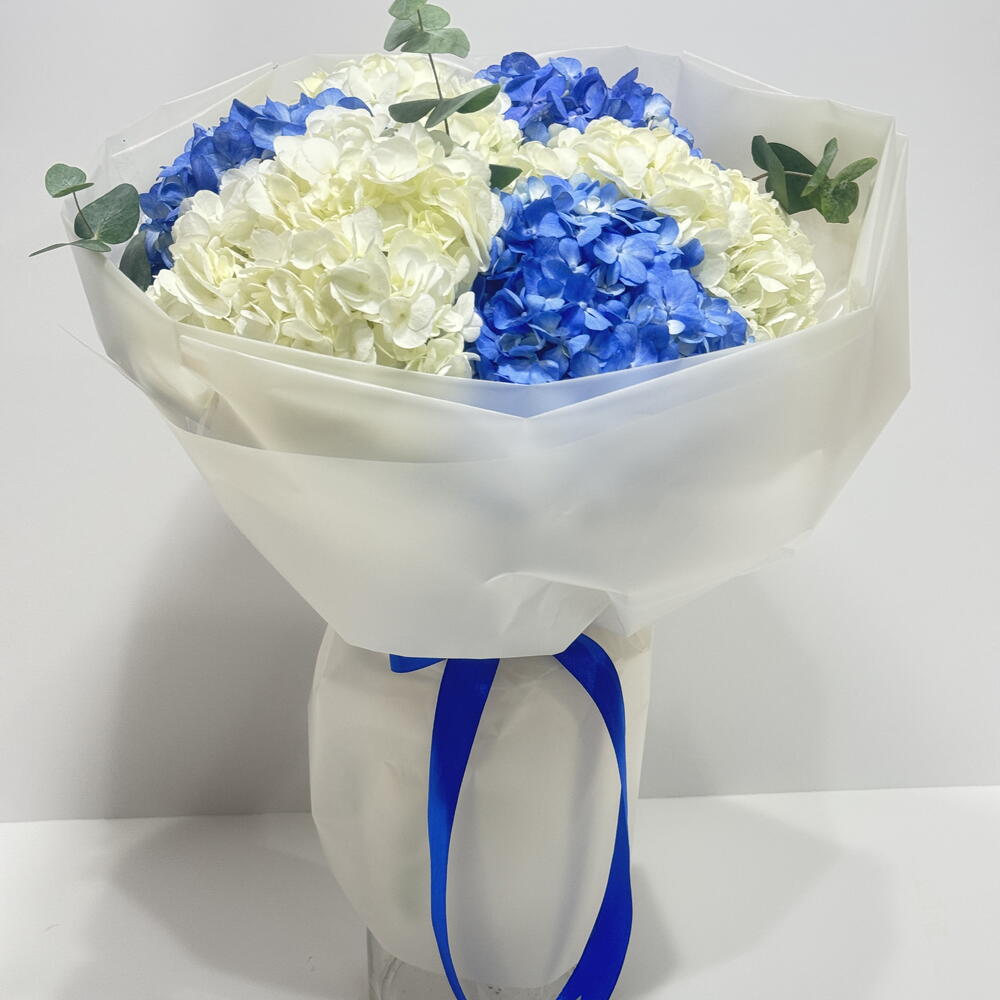 Blue and White Hydrangea Bouquet