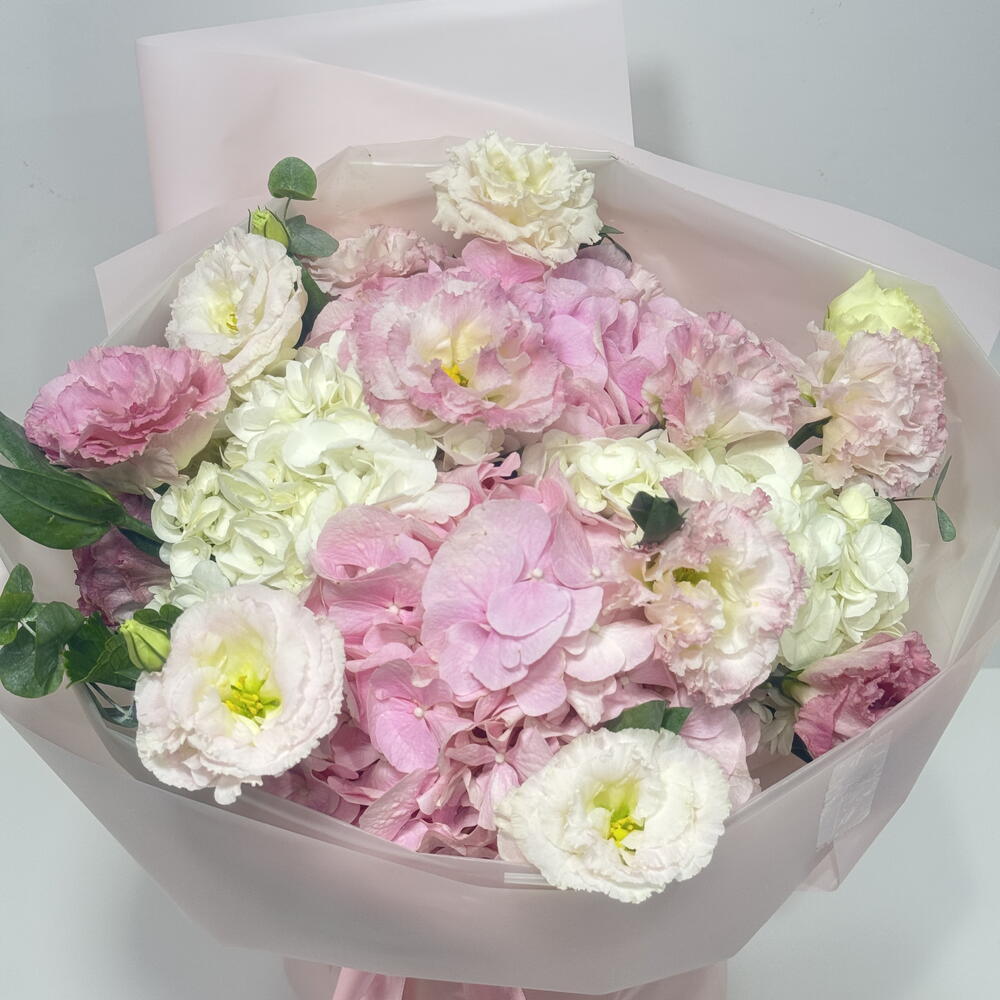 Pink Lisanthus N Hydrangea Bouquet