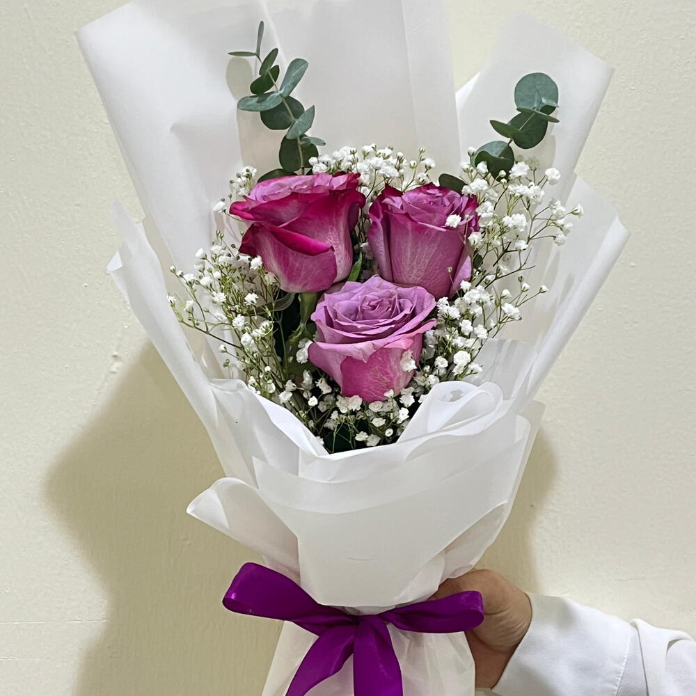 3 Purple Rose Bouquet