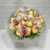 Garden Peach Rose With Orchid