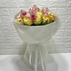 Garden Peach Rose With Orchid