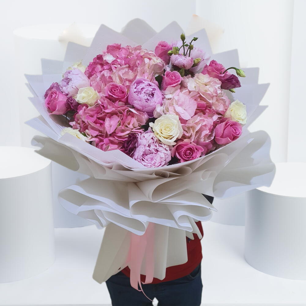 Peony N Pink Hydrangea Bouquet