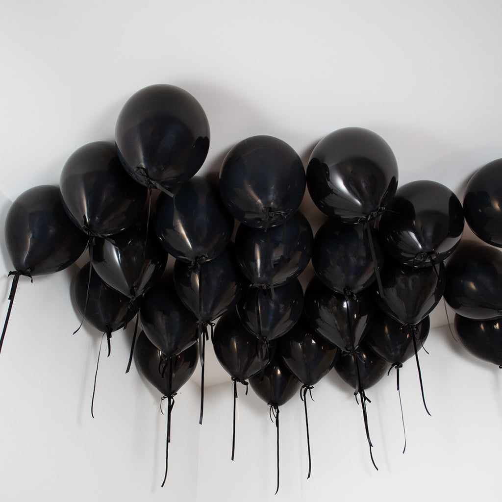 Onyx Black Helium Ceiling Balloons x 25