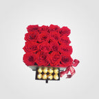 16 Red Rose Flower Box with Chocolate Box
