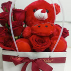 Red Roses with Teddy Bear