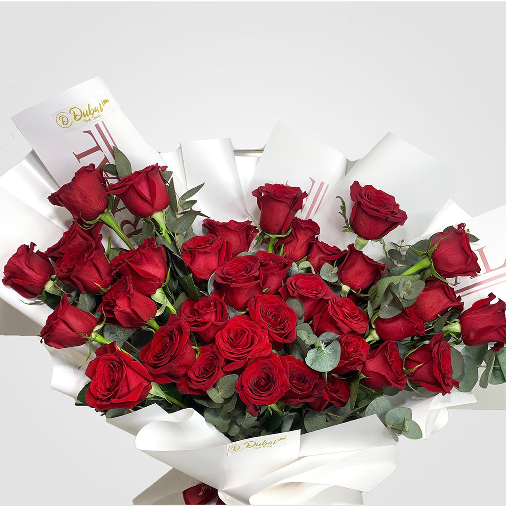 30 Red Roses Flower Bouquet