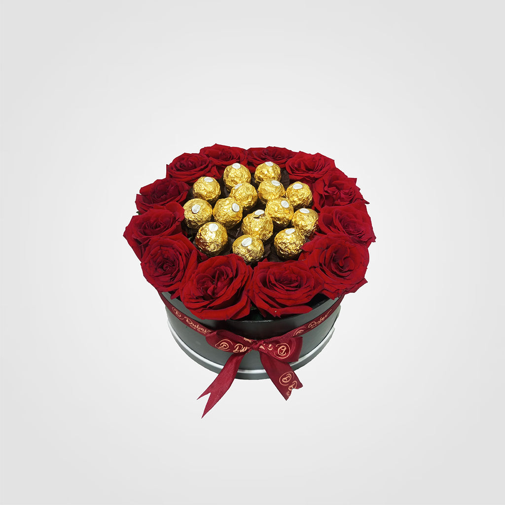 12 Red Rose Flower Box with Chocolate