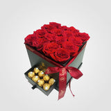 16 Red Rose Flower Box with Chocolate Box