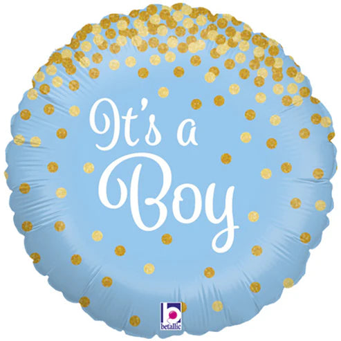 Baby Boy Blue & Gold Single Foil Balloon