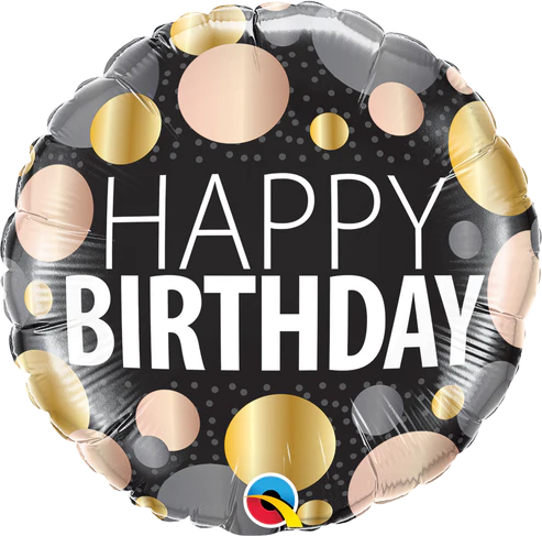 Big Metallic Dots Birthday Single Foil Balloon