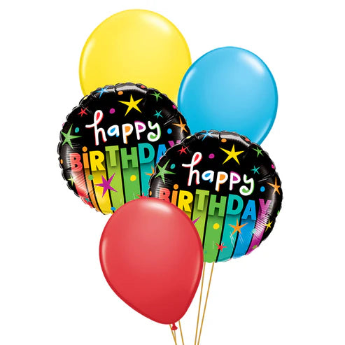 Birthday Colorful Stripes Balloon Floor Bouquet