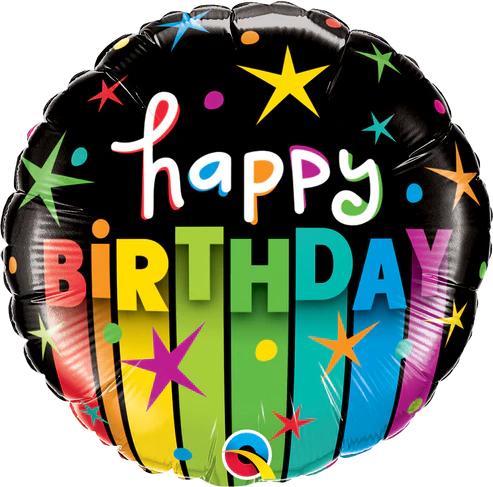 Birthday Colourful Stripes Single Foil Balloon
