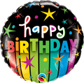 Birthday Colourful Stripes Single Foil Balloon