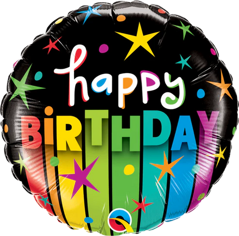 Birthday Colourful Stripes Single Foil Balloon