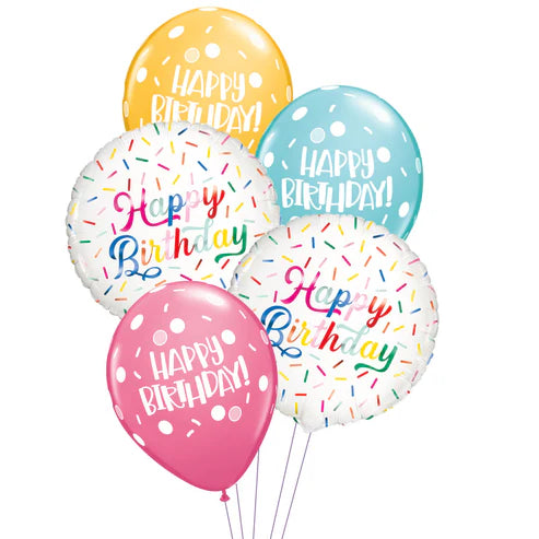 Birthday Rainbow Sprinkles Balloon Floor Bouquet