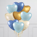 Coastal Blue & Gold Hearts Inflated 9 Foil Balloons